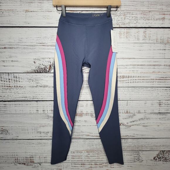L*SPACE Active Chasing Rainbows Leggings Ribbed Blue Pink | Medium - Picture 1 of 8